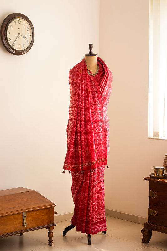 Red Shibori Silk