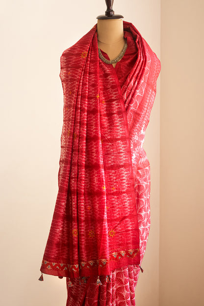 Red Shibori Silk
