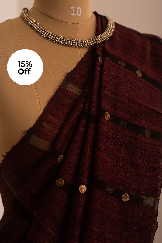Reddish Maroon Bengal Linen & Gicha