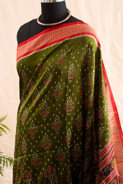 Green & Red Odisha Silk