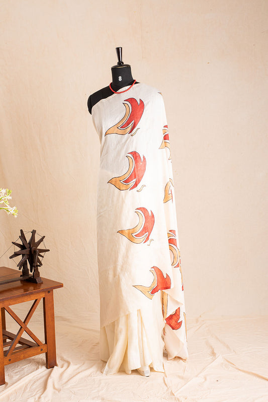 Cream White Hand Painted