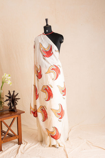 Cream White Hand Painted
