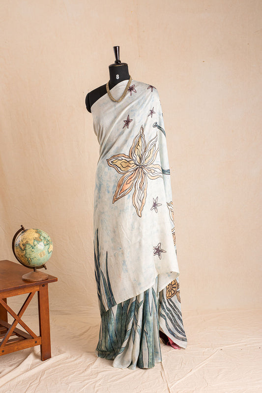 Pale Blue Hand Painted