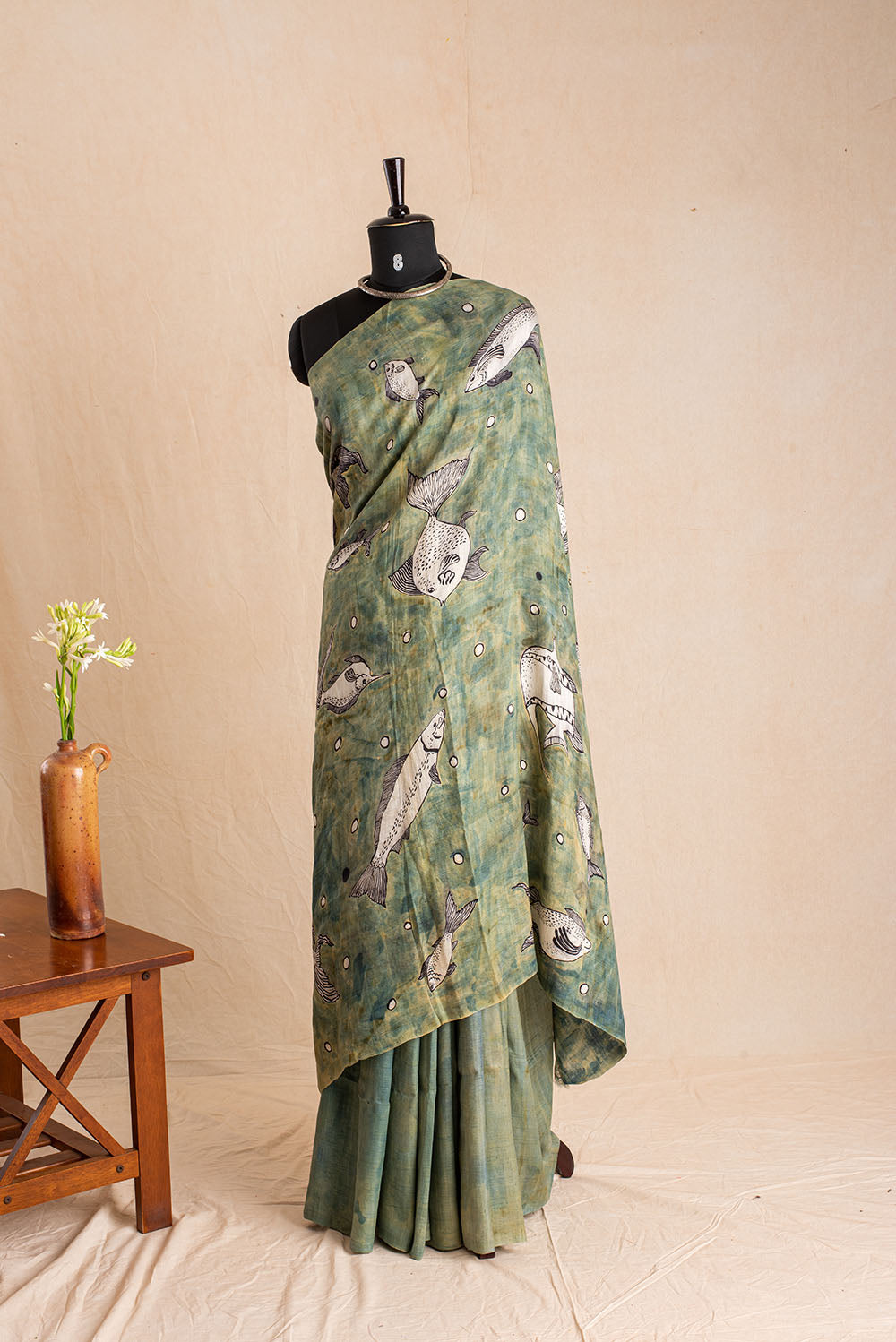 Olive Green Hand Painted