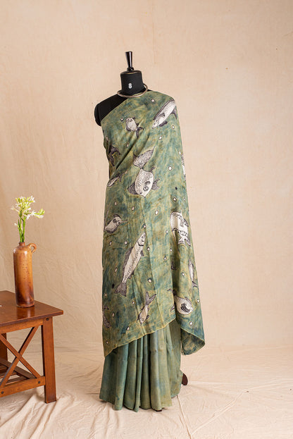 Olive Green Hand Painted