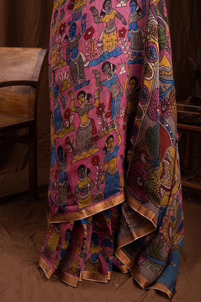 Pink Chanderi Silk Kalamkari